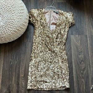 French Connection Gold Sequin Dress